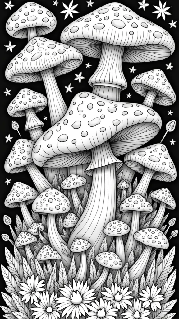 coloriages de champignons psychédéliques